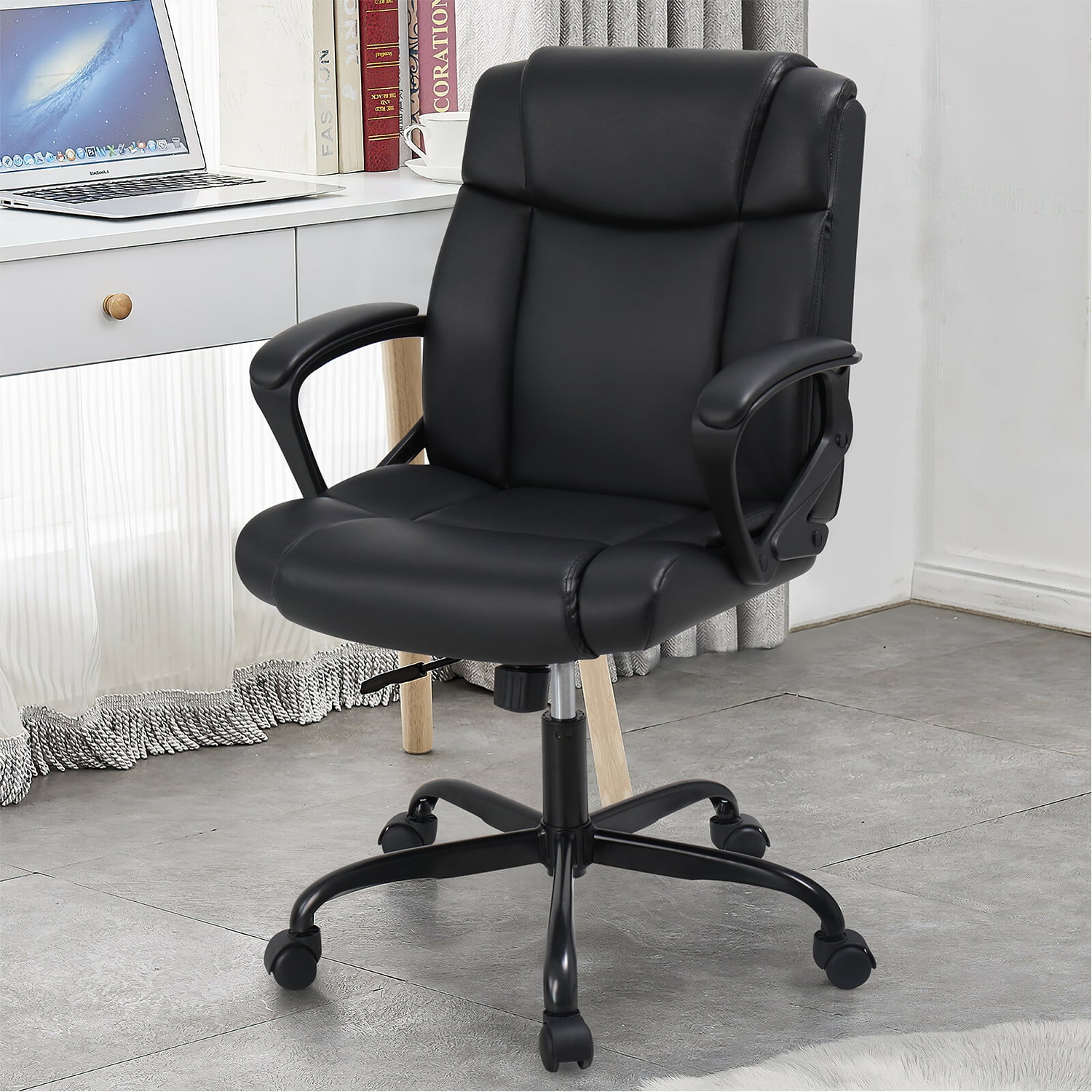 LACOO Black Big and High Back Office Chair, PU Leather Executive Computer  Chair with Lumbar Support T-OCBC7000 - The Home Depot