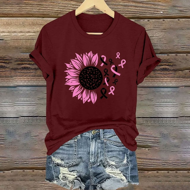 Blouses pour Femmes, Blouse à Manches Courtes Imprimée Mode pour Femmes, T-Shirt Amusant à Col Rond