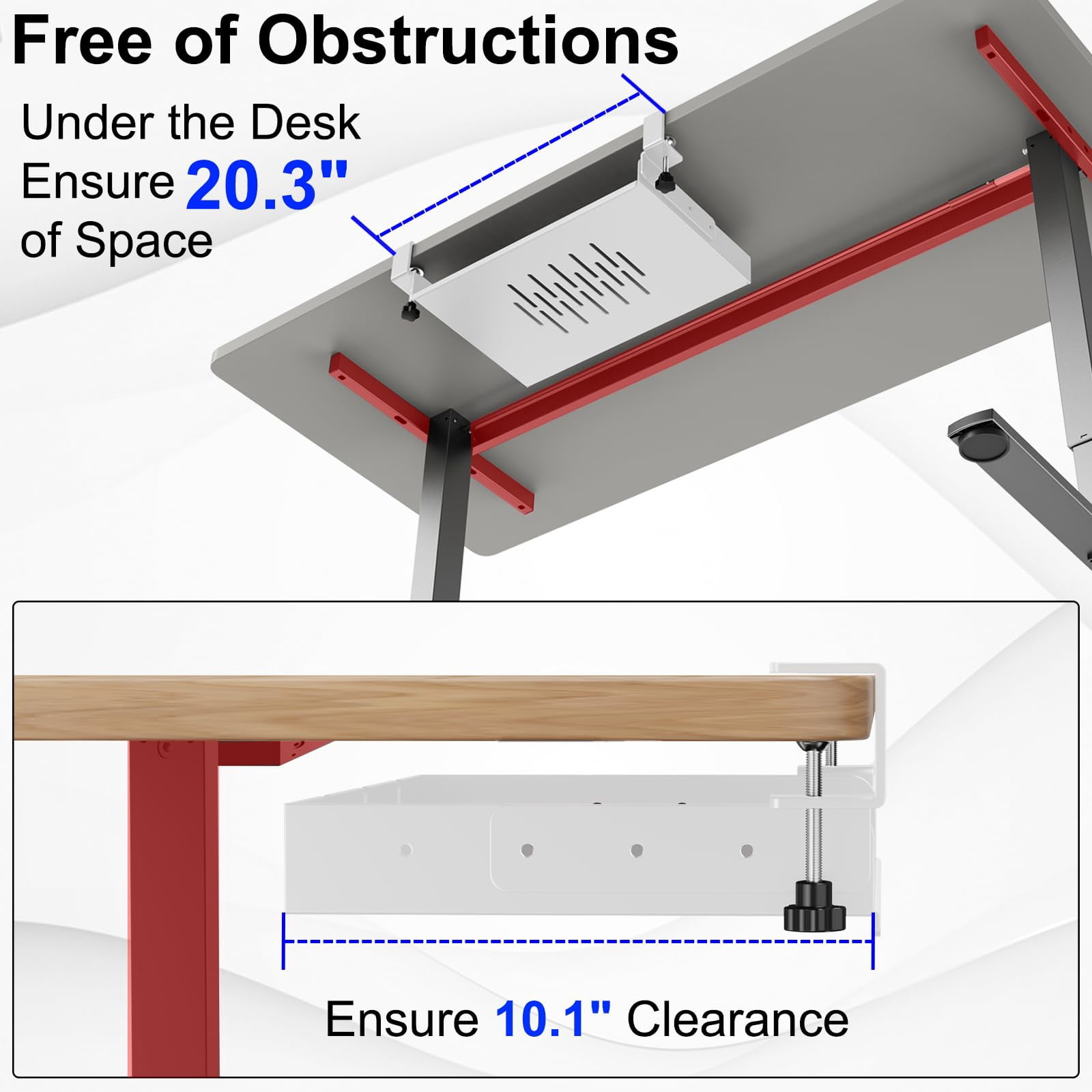 No Drill Under Desk Storage Shelf  Metal Drawer Organizer With Clamp Mount Adds Tray For Office Desks Table Gaming Workstations (white)
