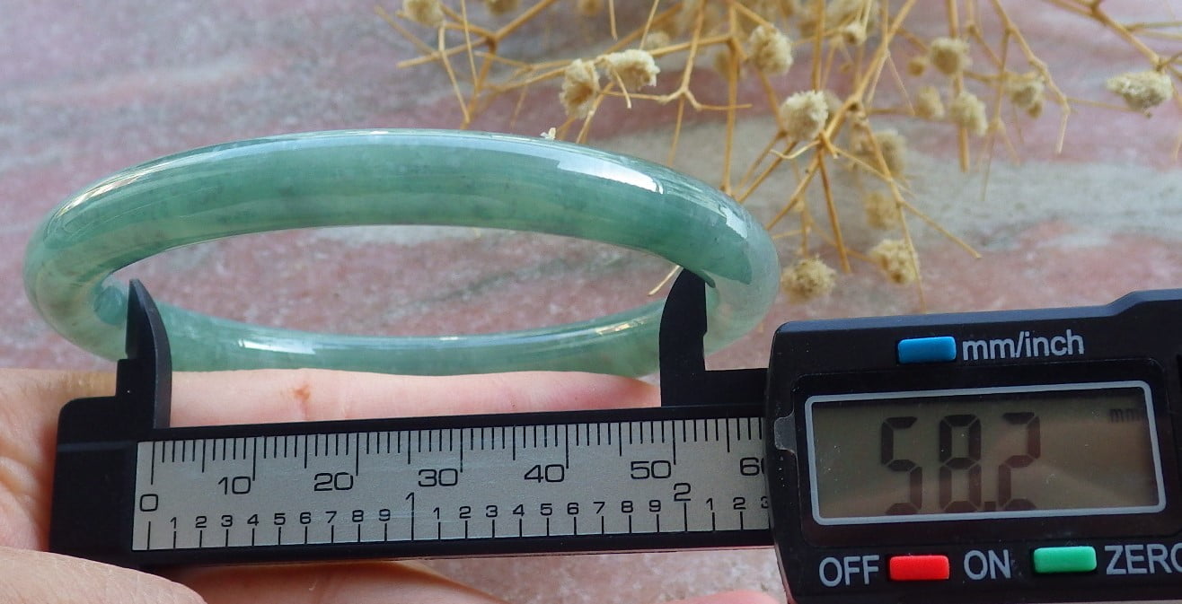 Icy Green Natural A JADE Jadeite Circle Bangle Bracelet 58 mm 683896 TN