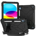 thumbnail image 2 of Dteck for iPad 10th Gen 10.9 inch 2022, Heavy Duty Shockproof Rugged Shoulder Strap Foldable Kickstand Cover with Pencil Holder, Black, 2 of 7