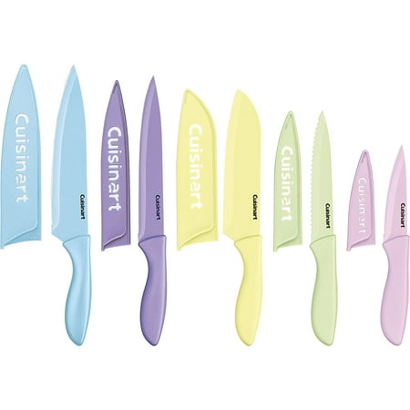 Cuisinart C55-10PCPL Ceramic Coated Knife Set with Blade Guard Sheaths (10- Piece Set) in Pastel Bright s