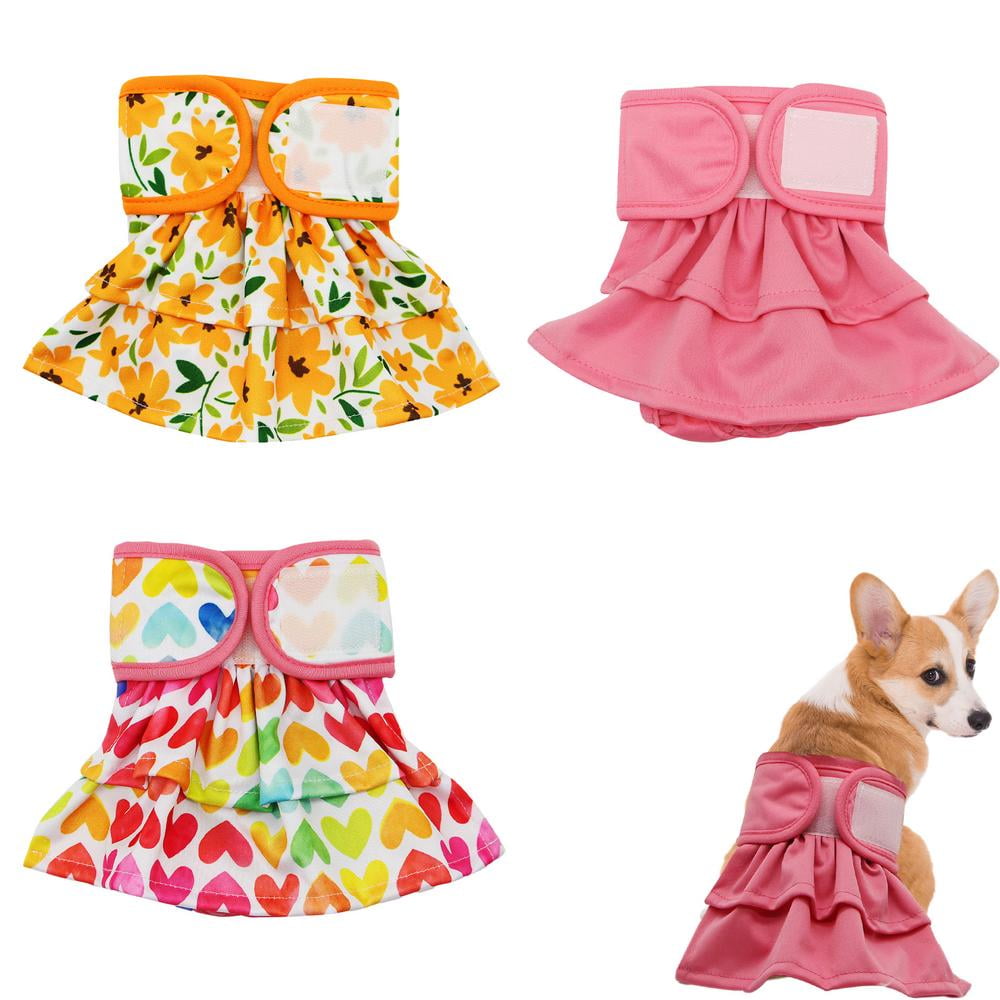 Kafei Female Dog Heat Diapers 3 PCS Washable Female Dog Wrap Diapers