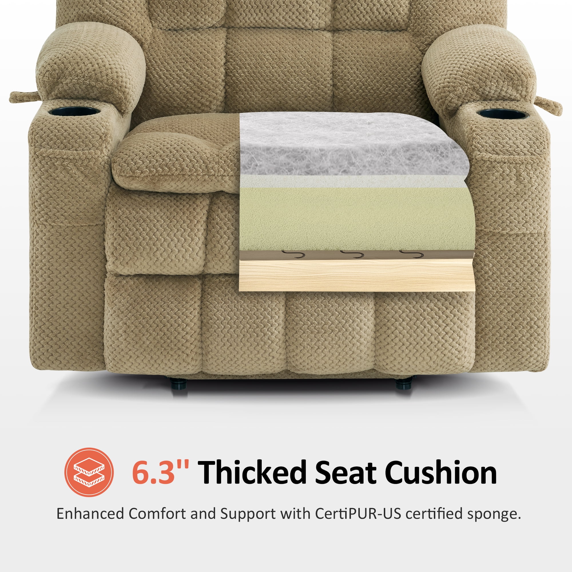MCombo Oversized 27.2" Seat Width Dual Motor Power Recliner Lift Chair with Vibration and Heat for Height 5'3"-5'9", Infinite Position