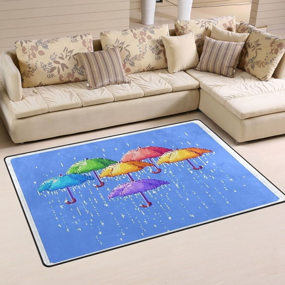 Umbrellas Soft Polyester Area Rug 31''x20'', Non Slip, Memory Foam, Water Absorbent