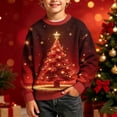 thumbnail image 5 of Frostluinai Kids Boys Fall Sweaters Christmas Tree Print Knit Sweater Tops Oversized Crewneck Long Sleeve Lightweight Pullover 5-16 Years, 5 of 8