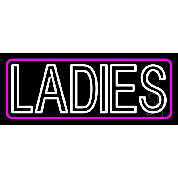 Ladies 2 LED Neon Sign 13 x 32 - inches, Clear Edge Cut Acrylic Backing, with Dimmer - Bright and Premium built indoor LED Neon Sign for Bar decor.