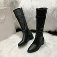 thumbnail image 4 of Bnwani Cowboy Boots for Women Fashion Denim Zipper High-Heel High Comfortable Leather Western Boot Black Size 4.5, 4 of 6