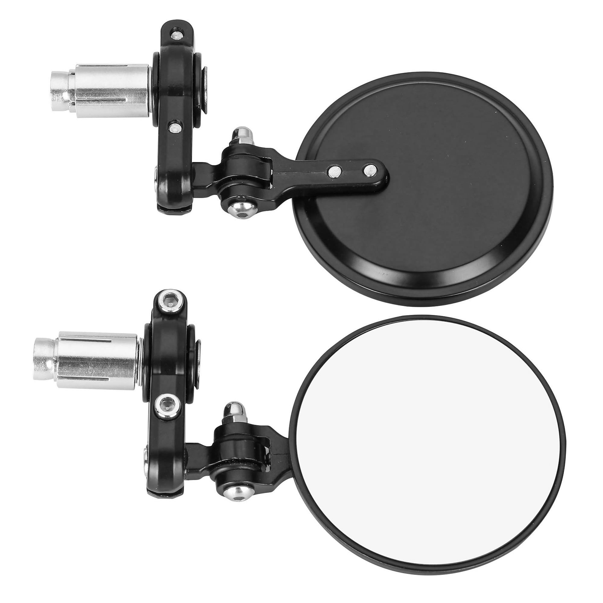 Motorcycle Folding Bar End Rear View Side Mirrors Round Aluminum Mirror