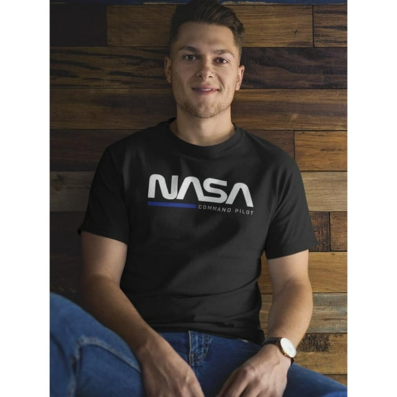 NASA Mens Graphic Tee - Command Pilot - Regular Fit 100% Cotton