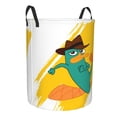 thumbnail image 2 of Perry The Platypus Laundry Hamper Cartoon Circular Foldable Basket With Handle, Clothes Books Toys Storage Organizer Bucket for Bedroom Bathroom, 2 of 8