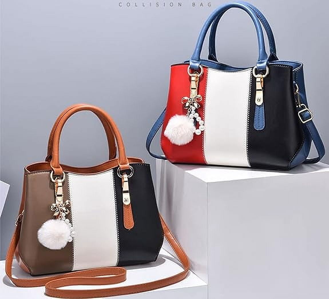 Purses and Handbags Top Handle Satchel Shoulder for Women's Large Capacity Color Block Messenger Tote Bags