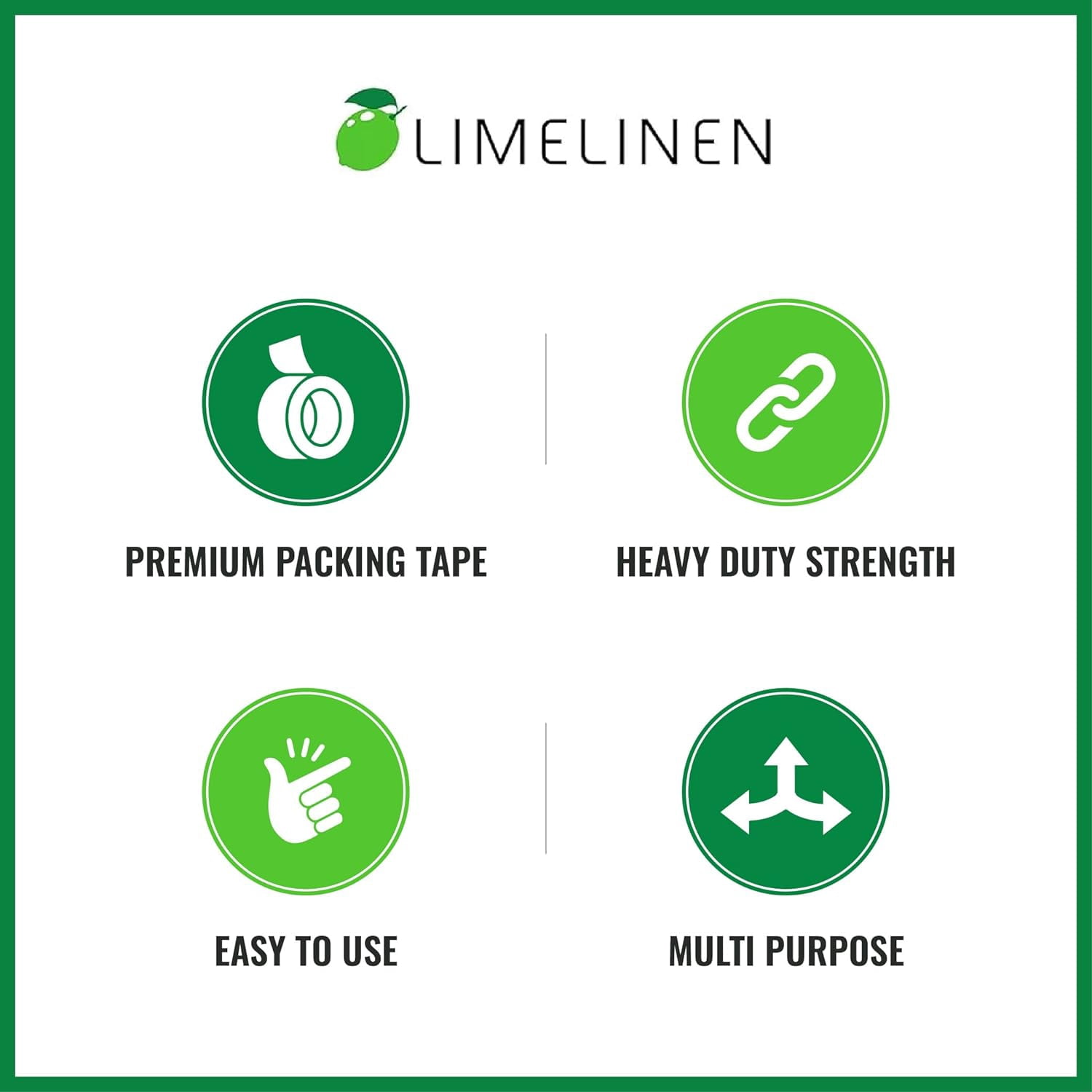 LIMELINEN Packing Tape for Moving, Packaging, Shipping - Clear - Heavy Duty Sealing Adhesive - 1.8 inch Wide, 2.7mil Thick, 65 Yards x 72 Rolls (4,680 Total Yards)