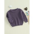 thumbnail image 3 of aturustex Little Girls Boys Solid Basic Cozy Sweaters 0-5T Toddler Baby Long Sleeve Knitted Pullovers Crew Neck Knit Sweatshirts Thick Cozy Knitwear Te Casual Daily Comfy Spring Fall Clothes, 3 of 7