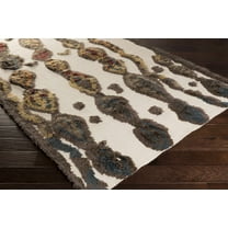 Hauteloom Fakenham Wool Living Room, Bedroom Area Rug - Natural Fibers - Plush Pile - Beige, Dark Brown, Mustard - 2' x 3'