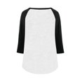thumbnail image 6 of T Shirts For Women Fashion Tees Tops Patchwork 3/4 Sleeve Half Button V Neck Layer Clothes, 6 of 6