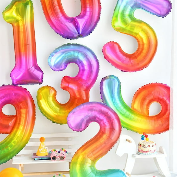 SHAR Ballons Anniversaire 2 an Colorée - Gros Ballon Chiffre 2 Numéro 2 -  Happy Birthday Decoration Ballons Fête d'anniversaire Ans Vole Grâce à  l'Hèlium 2 Ballons 2 Colorée 