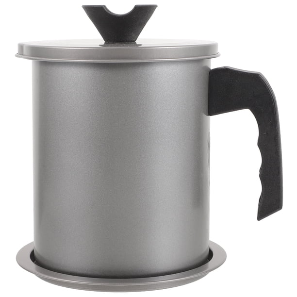Colador de aceite de acero inoxidable de 2,0 L, recipiente para grasa, lata de almacenamiento de aceite de 1,7 L