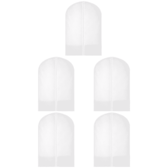 5 Pcs Clothes Hanging Dust Cover, Middle 23.6 x 31.5 in / 60 x 80 cm PEVA Garment Bags with Zipper, Suit Coat Cover for Closet Organization, Waterproof and Moth-Proof, Space Saving, White Edge Design