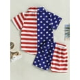 thumbnail image 4 of Bagilaanoe 4th of July Clothes for Toddler Baby Boys Contrast Color Stripe Stars Short Sleeve Shirt Tops + Shorts 1-6T Kids Independence Day Outfits 2pcs Short Pants Set, 4 of 9