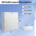 thumbnail image 3 of Metal Lateral File Cabinet with Lock, 3 Drawer Filing Cabinet with Business Card Holder, Suitable for Home Office School Hanging Files Letter/Legal/F4/A4 Size, White, 3 of 7