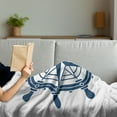 thumbnail image 3 of Vintage Nautical Tattoo Soft Flannel Fleece Throw Blanket, Steering Wheel Compass Pattern on Plain Background, Cozy Plush for Indoor and Outdoor Use, 50" x 70", Dark Sky Blue and White, by Ambesonne, 3 of 5