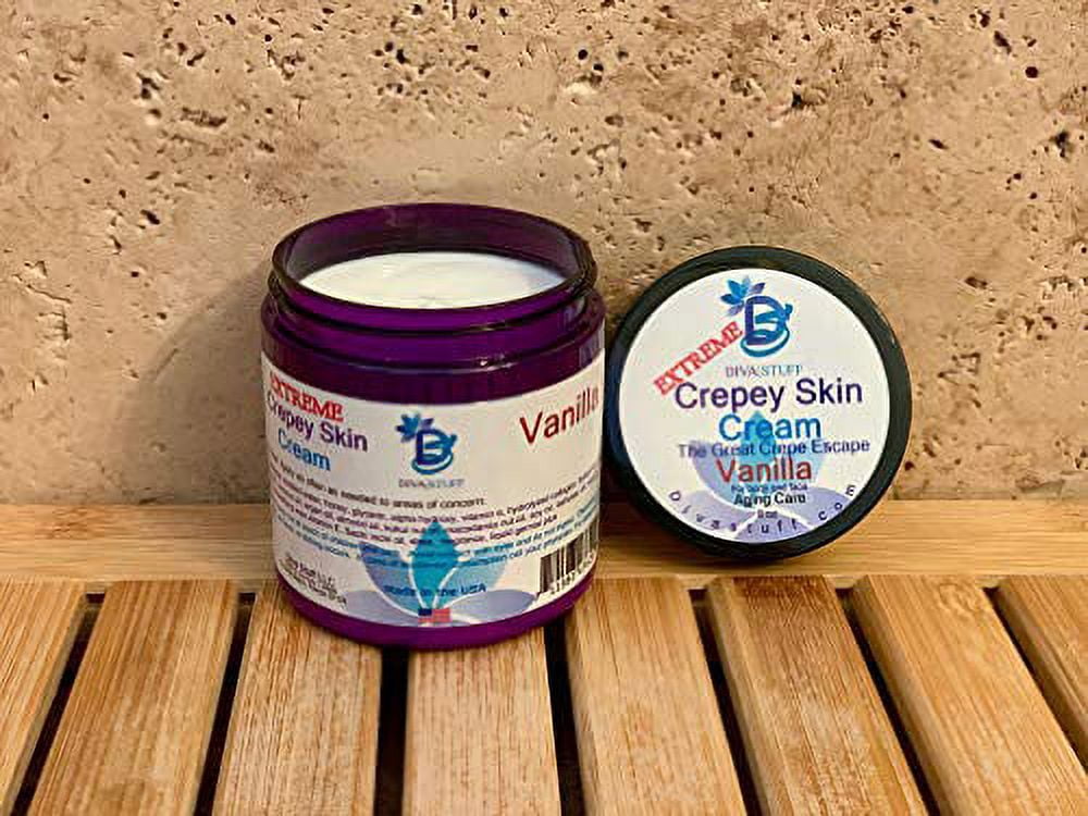 Extreme Crepey Skin Body & Face Cream with Hyaluronic Acid, Alpha Hydroxy and More, by Diva Stuff (Vanilla)