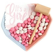 Gender Reveal Breakable Chocolate Heart - Filled with Pink or Blue M & M's - Break Open with Included Hammer.