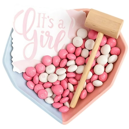 Gender Reveal Breakable Chocolate Heart - Filled with Pink or Blue M & M's - Break Open with Included Hammer.