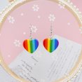 thumbnail image 4 of 2 pares de pendientes de corazón de estrellas de amor, joyería de arcoíris, gancho de acero inoxidable acrílico, Día Nacional Sueco brillar Electrónica, 4 of 5