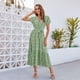 thumbnail image 1 of Generic Real Shot Women's Clothing Flying Sleeves with Belt Pleated Hem Short Sleeve Dress, 1 of 1