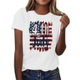 thumbnail image 4 of Women's T-shirts Short Sleeves Round Neck Simple Graphic Pattern Lightweight Soft Tops T-shirts for Independence Day Fourth of July Women's Beach Outfits Ship in 2 Days, 4 of 7