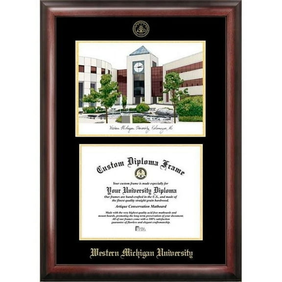 Campus Images MI981LGED Western Michigan UniversityGold embossed diploma frame with Campus Images lithograph