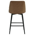 thumbnail image 3 of CHITA 27 inch Counter Height Swivel Bar Stools Low Back Set of 3, Metal Base, Faux Leather in Saddle Brown, 3 of 9