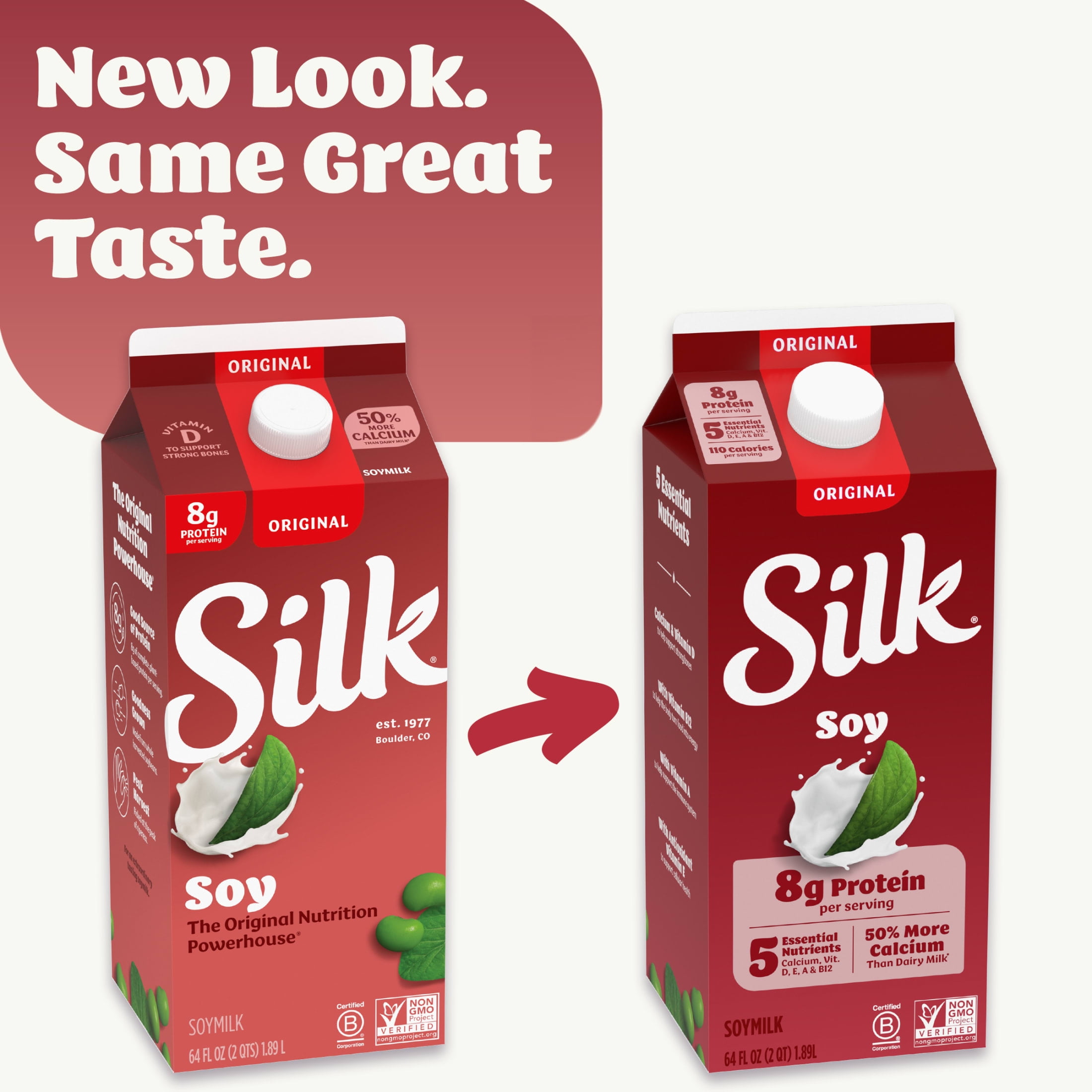 Silk Original Vegan Soy Milk, Dairy & Gluten Free, 64 fl oz Half