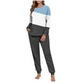 thumbnail image 2 of AUNVITO Women's Fleece Pajama Set Raglan Sleeve Long Sleeve Top with Cuffed Pants Cozy and Comfortable Winter Loungewear, 2 of 7