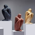 thumbnail image 3 of Modern Thinking Human Figurines Resin Abstract Statues Living Room Decoration Office Desk Decor Home Decoration (Golden), 3 of 5