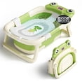 thumbnail image 1 of Bañera para bebés Bunwag plegable con cojín y termómetro, color verde, 1 of 7