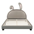 thumbnail image 4 of Morden Faux Leather Upholstered Bed Frame with Upholstered Headboard No Box Spring Needed Wood Platform Bed with Rabbit Ornament, Easy Assembly (Gray,Full), 4 of 9