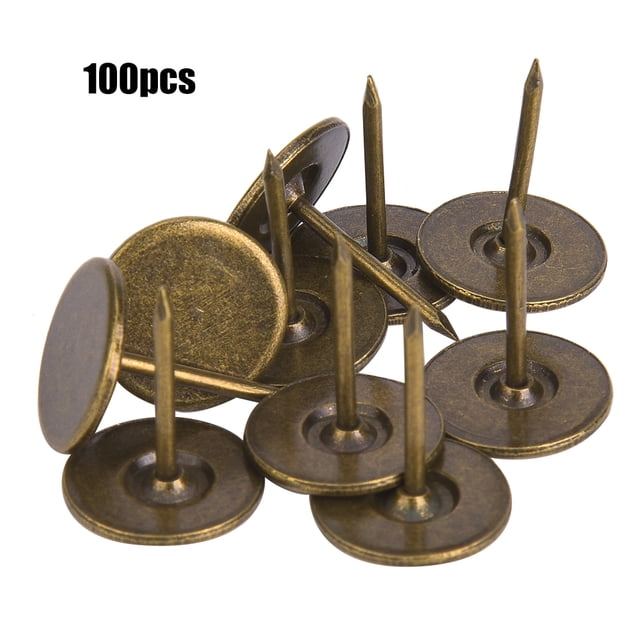 100 clavos de tapicería de cabeza plana, color cian, bronce, hierro, decorativos, para sofá, muebles, accesorios, 16 x 20 mm