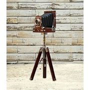 Royal Wooden Film Slide Old Retro Style Old Projector Camera With Tripod Stand Model Home Decorative Gift 9"x 9"x 24" Brown