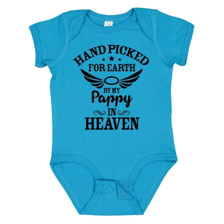 

Inktastic Handpicked for Earth by My Pappy in Heaven with Angel Wings Gift Baby Boy or Baby Girl Bodysuit