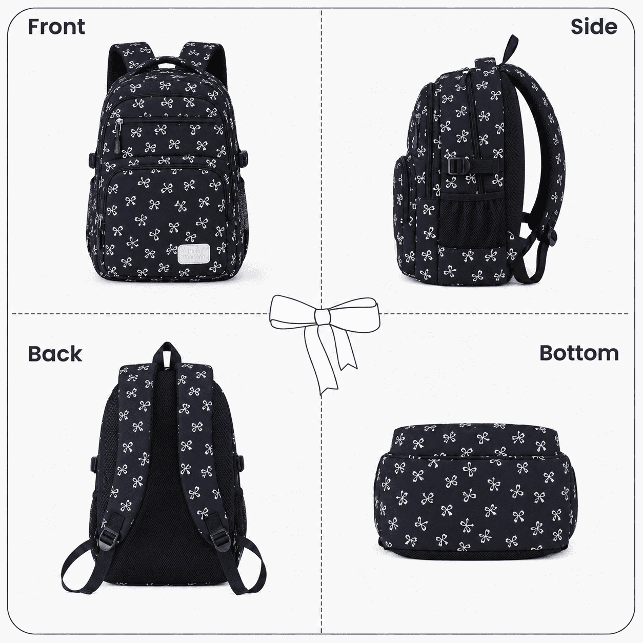 Soda Candy Girls Backpack Set 3pcs Coquette Bow School Bookbag for Kids Cute Kawaii Printed Book Bag with Lunch Bag Pencil Pouch