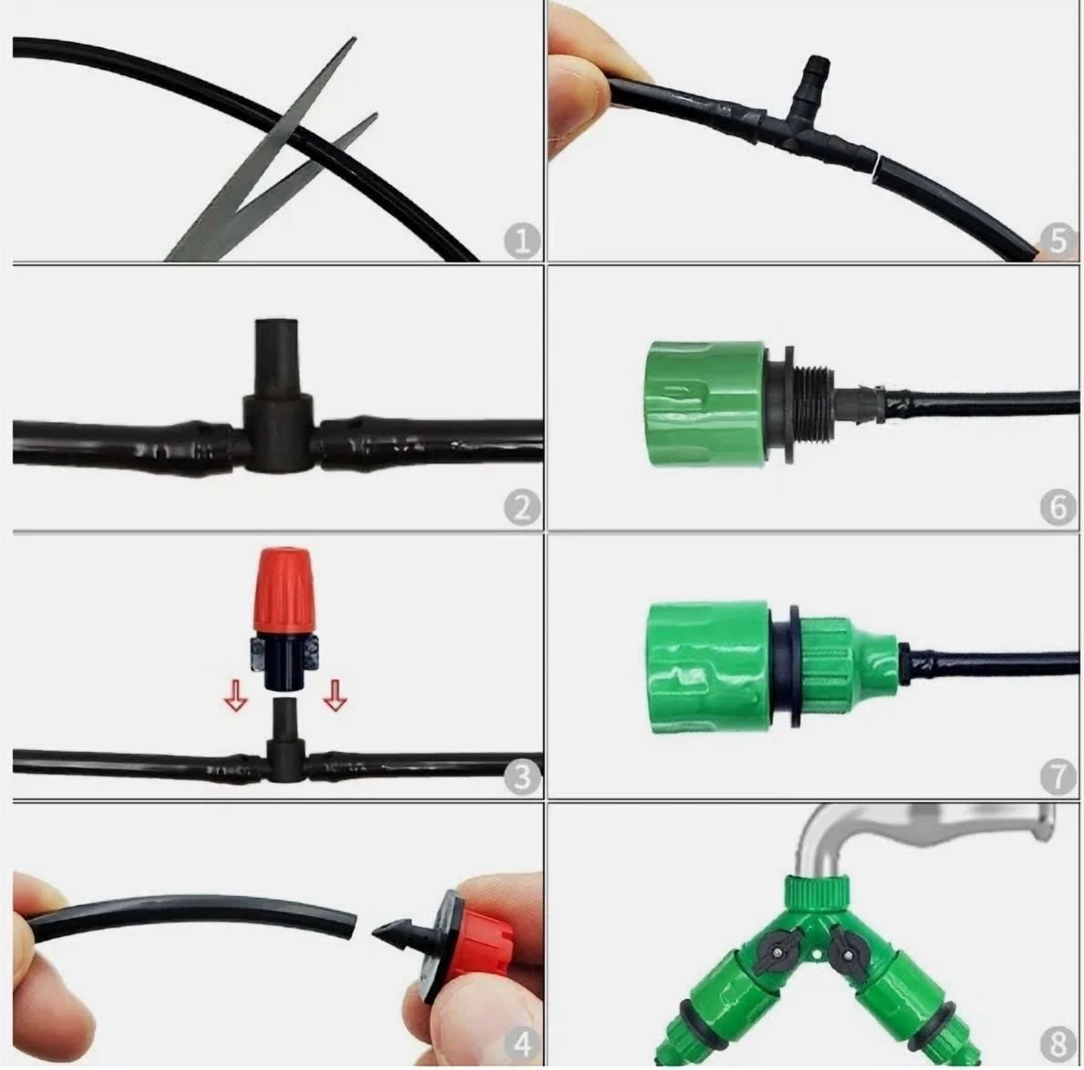 PURELY- 148 Pcs Garden Drip Irrigation Kit Micro Hose 4/7Mm Adjustable Watering System