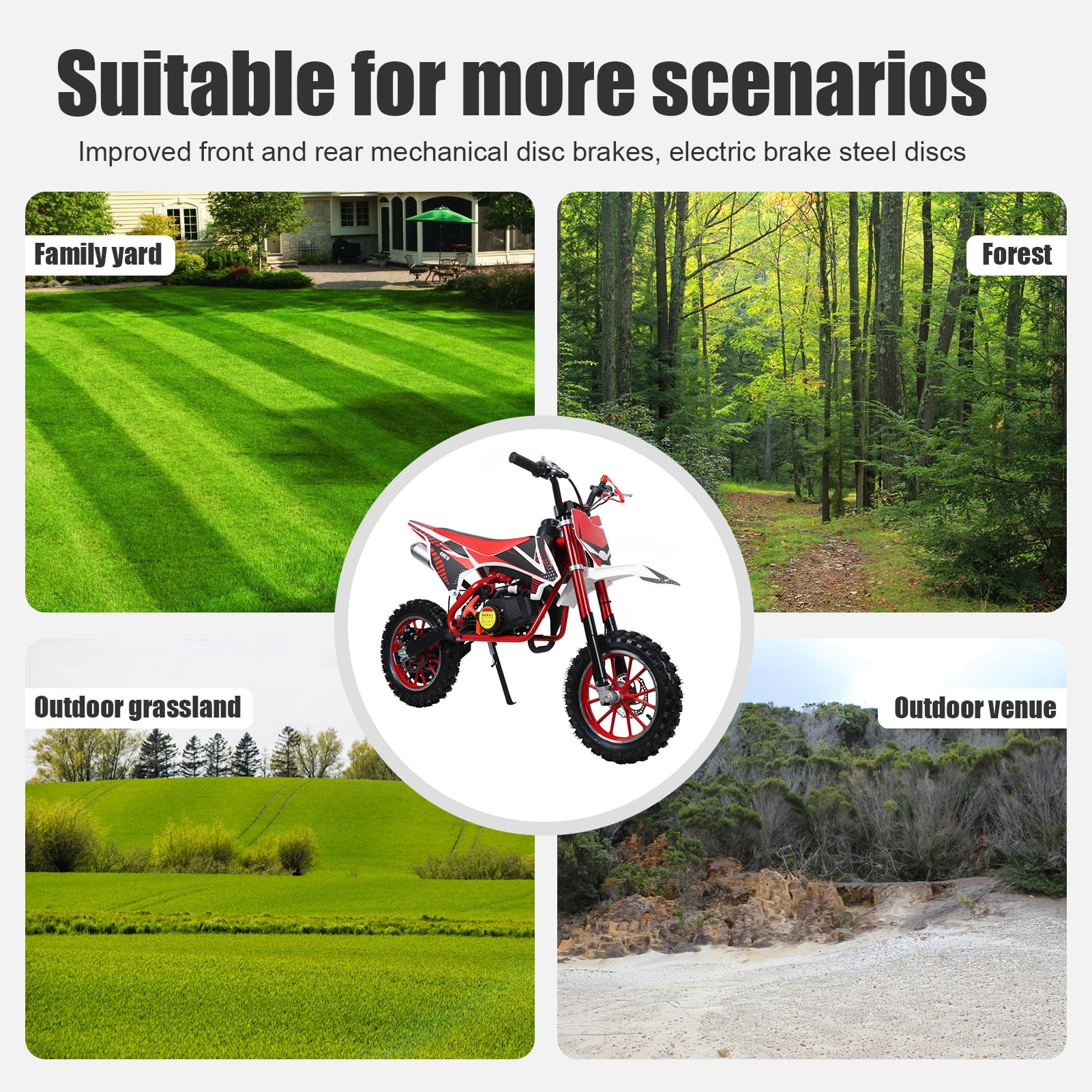 Nuoxin 49cc 2-Stroke Kids Dirt Bike, Gas Power Motocross, Beach Off Road Mini Motorcycle, Children Pocket Motorbike with Disc Brakes