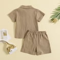 thumbnail image 4 of Toddler Summer Clothes Boys 18 Months Boys 2 Pieces Summer Beach Outfits Short Sleeve Button Down Shirts and Shorts Vacation Texture Sets for Kids, 4 of 7
