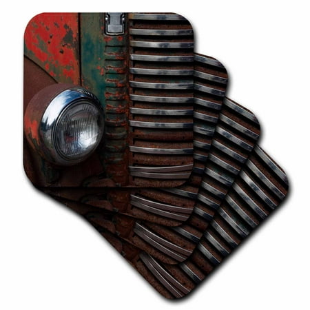 

3dRose Usa Vermont. Rusting abandoned vintage International Truck detail. - Soft Coasters set of 4