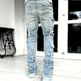 thumbnail image 4 of OGLCCG Mens Stacked Jeans Ripped Distressed Destroyed Slim Fit Straight Leg Denim Pants with Pockets Trendy Y2K Skinny Jeans Trouser 6-13 Years, 4 of 4