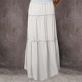 thumbnail image 5 of Ecqkame Trendy Long Skirts for Women Summer Fashion Boho Tiered Maxi Skirt A-Line Elastic High Waist Skirt with Pockets 02-White L, 5 of 7