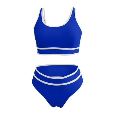 Youyipin Swim Suits For Women 2025 Women S High Waisted Bikini Sets Sporty Two Piece Swimsuits Color Block Cheeky High Cut Bathing Suits Vacation Outfits